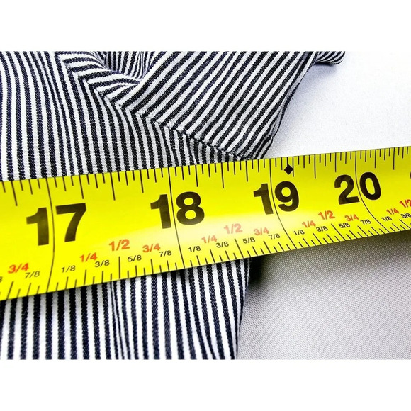 Tommy Hilfiger Size Medium Women's Black White Stripe Elbow Button Logo Shirt - Picture 2 of 13